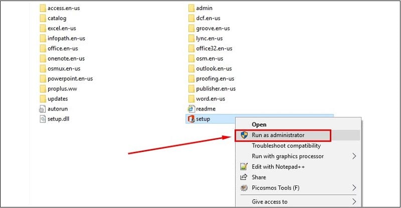 Chạy file setup để cài đặt phần mềm Office 2013